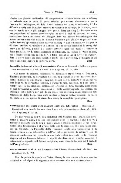 La pediatria periodico mensile indirizzato al progresso degli studi sulle malattie dei bambini