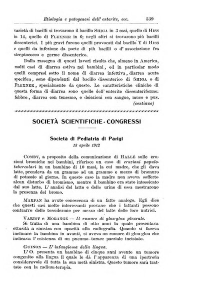 La pediatria periodico mensile indirizzato al progresso degli studi sulle malattie dei bambini