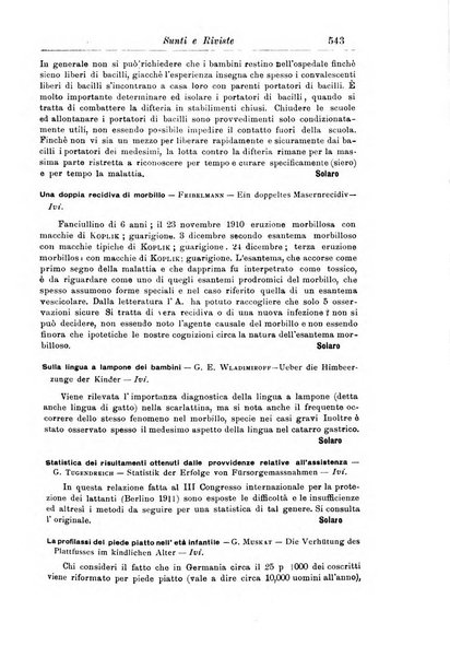 La pediatria periodico mensile indirizzato al progresso degli studi sulle malattie dei bambini