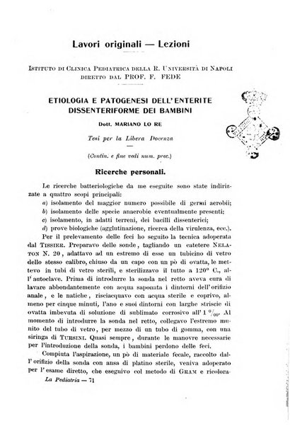 La pediatria periodico mensile indirizzato al progresso degli studi sulle malattie dei bambini