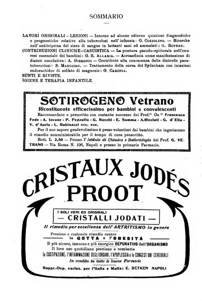 La pediatria periodico mensile indirizzato al progresso degli studi sulle malattie dei bambini