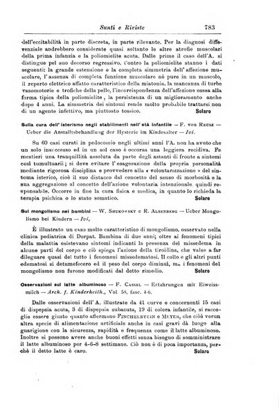 La pediatria periodico mensile indirizzato al progresso degli studi sulle malattie dei bambini