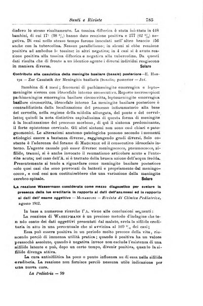 La pediatria periodico mensile indirizzato al progresso degli studi sulle malattie dei bambini