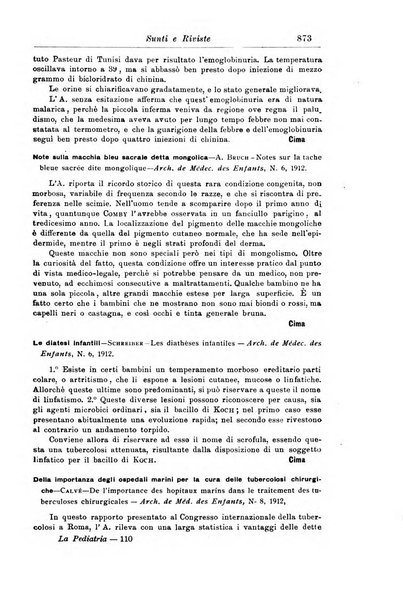 La pediatria periodico mensile indirizzato al progresso degli studi sulle malattie dei bambini