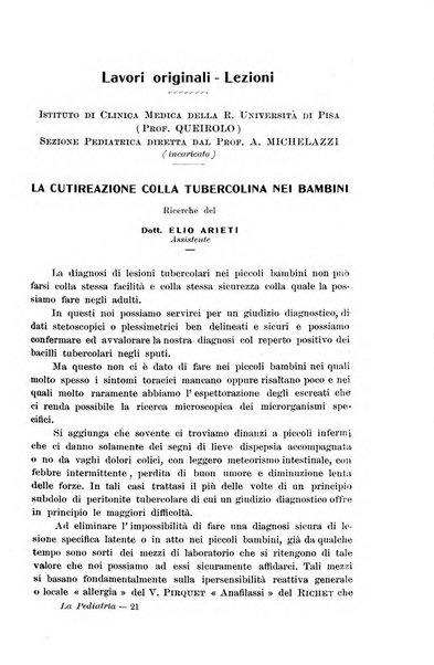 La pediatria periodico mensile indirizzato al progresso degli studi sulle malattie dei bambini