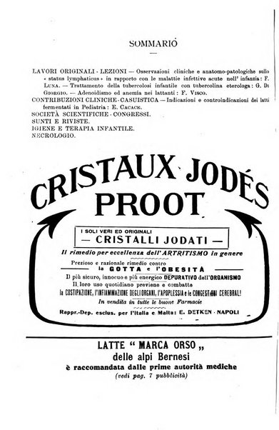 La pediatria periodico mensile indirizzato al progresso degli studi sulle malattie dei bambini