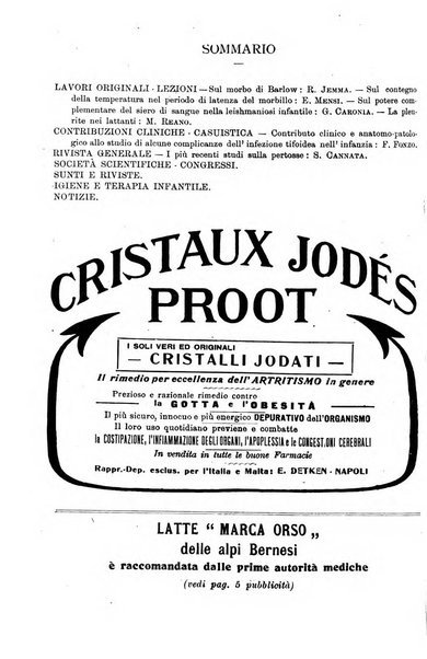 La pediatria periodico mensile indirizzato al progresso degli studi sulle malattie dei bambini