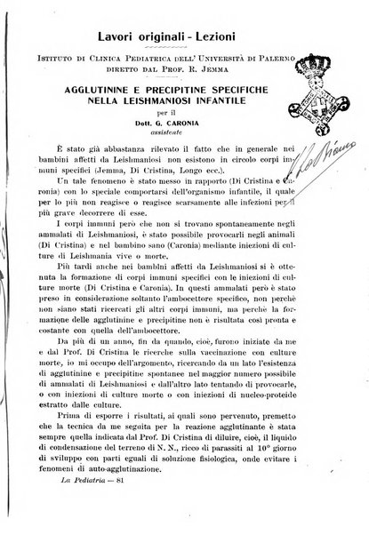 La pediatria periodico mensile indirizzato al progresso degli studi sulle malattie dei bambini