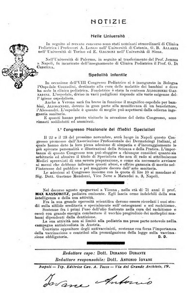 La pediatria periodico mensile indirizzato al progresso degli studi sulle malattie dei bambini