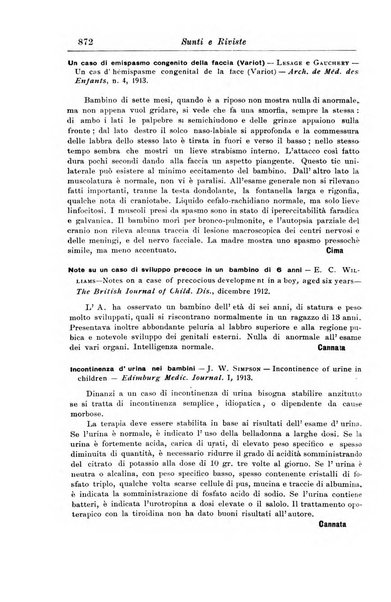 La pediatria periodico mensile indirizzato al progresso degli studi sulle malattie dei bambini