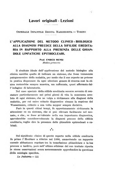 La pediatria periodico mensile indirizzato al progresso degli studi sulle malattie dei bambini