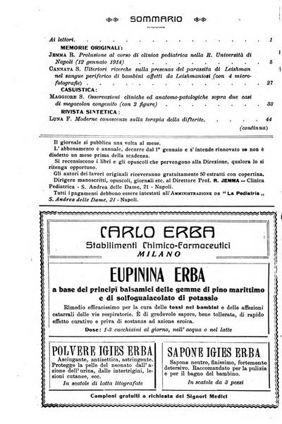 La pediatria periodico mensile indirizzato al progresso degli studi sulle malattie dei bambini