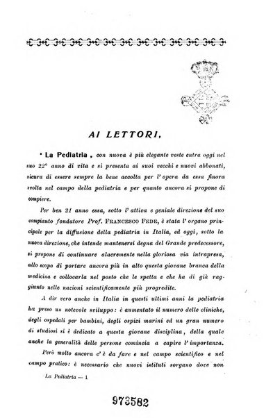 La pediatria periodico mensile indirizzato al progresso degli studi sulle malattie dei bambini