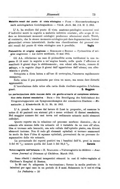 La pediatria periodico mensile indirizzato al progresso degli studi sulle malattie dei bambini