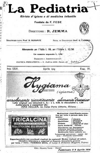 La pediatria periodico mensile indirizzato al progresso degli studi sulle malattie dei bambini