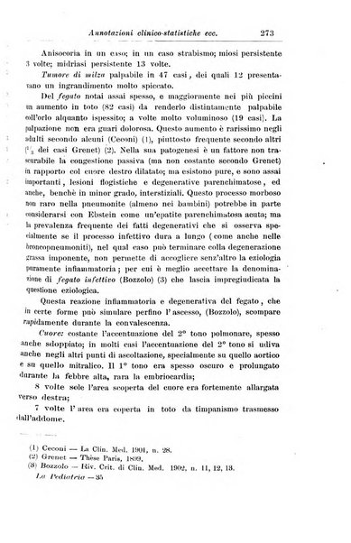 La pediatria periodico mensile indirizzato al progresso degli studi sulle malattie dei bambini