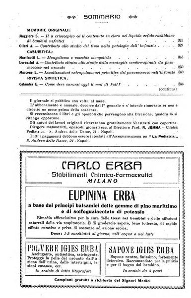 La pediatria periodico mensile indirizzato al progresso degli studi sulle malattie dei bambini