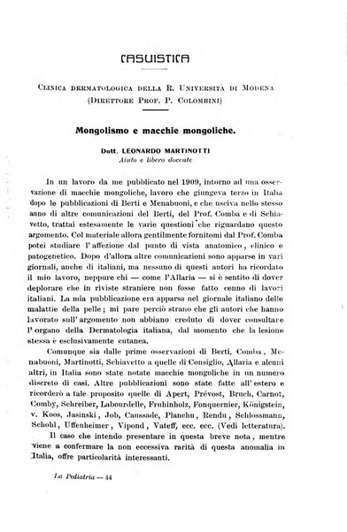 La pediatria periodico mensile indirizzato al progresso degli studi sulle malattie dei bambini