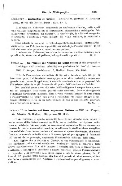 La pediatria periodico mensile indirizzato al progresso degli studi sulle malattie dei bambini