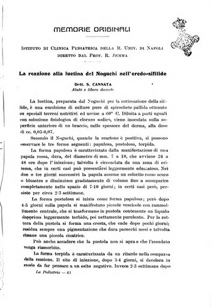 La pediatria periodico mensile indirizzato al progresso degli studi sulle malattie dei bambini