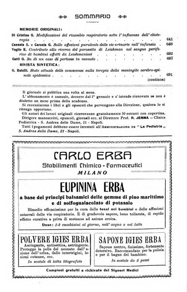 La pediatria periodico mensile indirizzato al progresso degli studi sulle malattie dei bambini