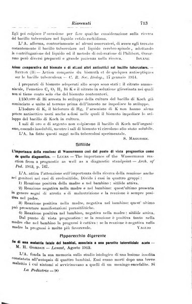 La pediatria periodico mensile indirizzato al progresso degli studi sulle malattie dei bambini