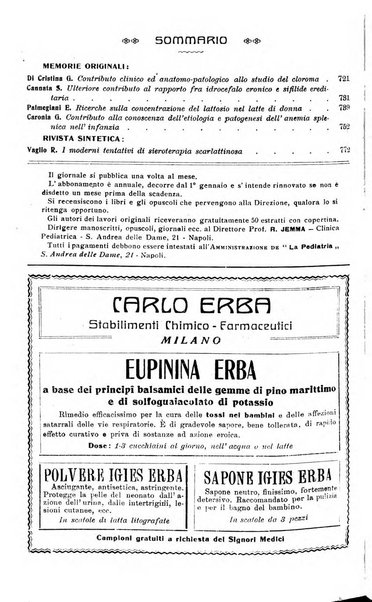 La pediatria periodico mensile indirizzato al progresso degli studi sulle malattie dei bambini