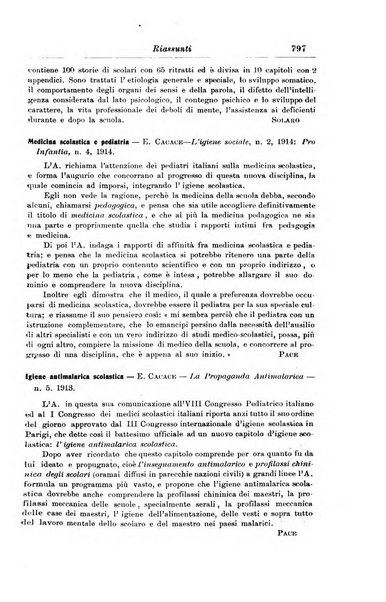 La pediatria periodico mensile indirizzato al progresso degli studi sulle malattie dei bambini