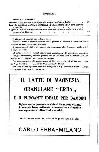 La pediatria periodico mensile indirizzato al progresso degli studi sulle malattie dei bambini