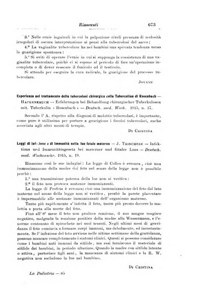 La pediatria periodico mensile indirizzato al progresso degli studi sulle malattie dei bambini