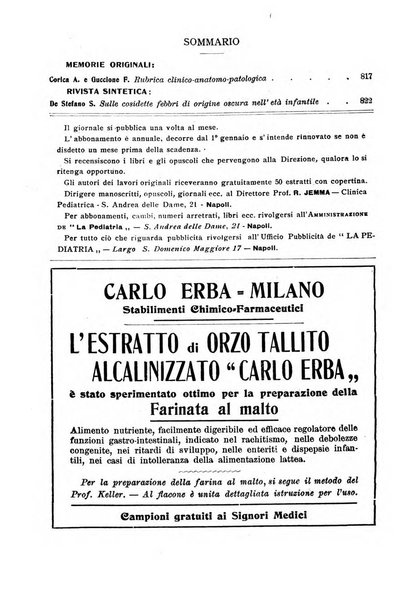 La pediatria periodico mensile indirizzato al progresso degli studi sulle malattie dei bambini