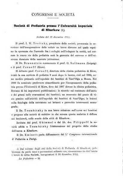 La pediatria periodico mensile indirizzato al progresso degli studi sulle malattie dei bambini