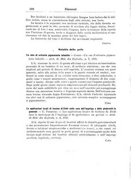 La pediatria periodico mensile indirizzato al progresso degli studi sulle malattie dei bambini