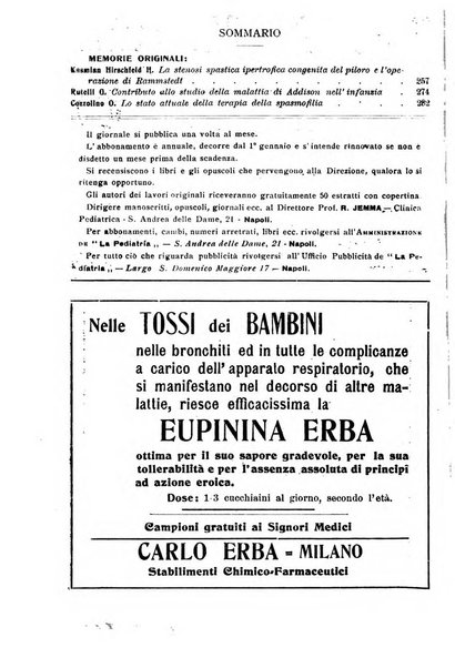 La pediatria periodico mensile indirizzato al progresso degli studi sulle malattie dei bambini