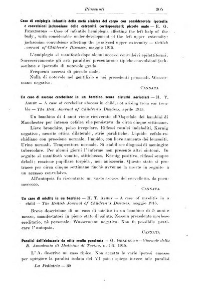 La pediatria periodico mensile indirizzato al progresso degli studi sulle malattie dei bambini