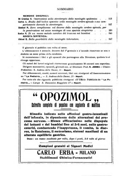 La pediatria periodico mensile indirizzato al progresso degli studi sulle malattie dei bambini