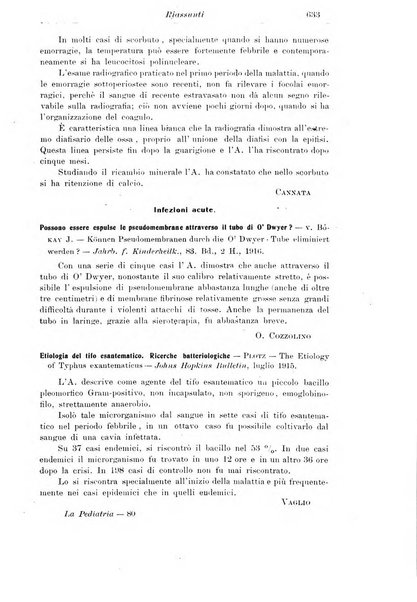 La pediatria periodico mensile indirizzato al progresso degli studi sulle malattie dei bambini