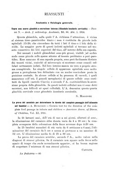 La pediatria periodico mensile indirizzato al progresso degli studi sulle malattie dei bambini