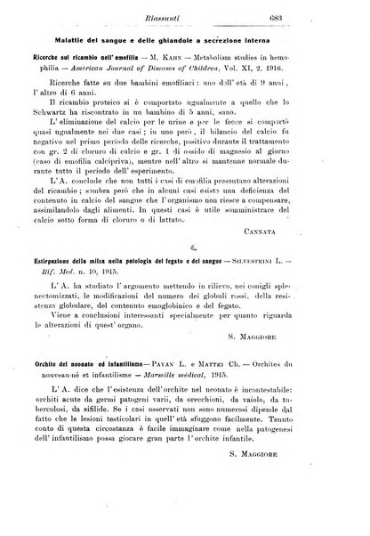 La pediatria periodico mensile indirizzato al progresso degli studi sulle malattie dei bambini