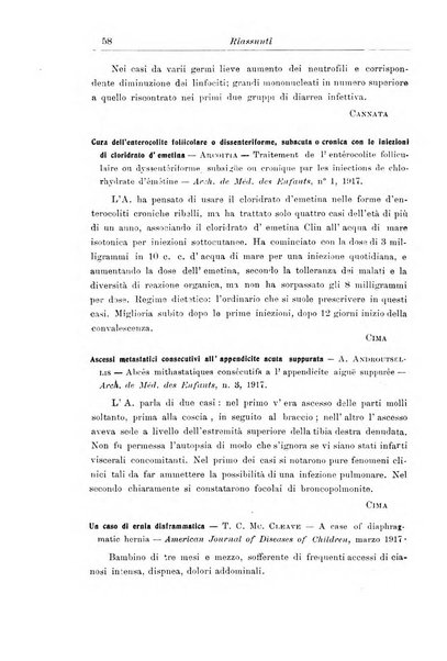 La pediatria periodico mensile indirizzato al progresso degli studi sulle malattie dei bambini