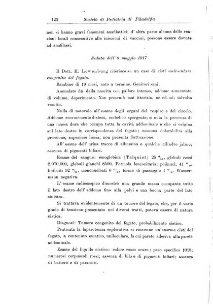 La pediatria periodico mensile indirizzato al progresso degli studi sulle malattie dei bambini