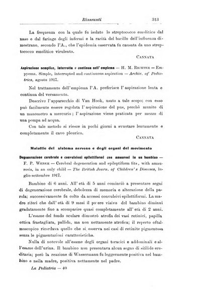 La pediatria periodico mensile indirizzato al progresso degli studi sulle malattie dei bambini