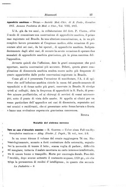 La pediatria periodico mensile indirizzato al progresso degli studi sulle malattie dei bambini