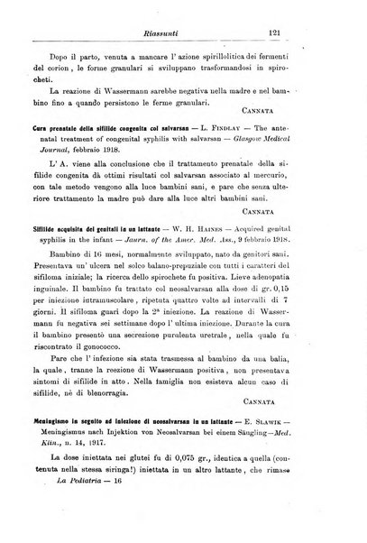 La pediatria periodico mensile indirizzato al progresso degli studi sulle malattie dei bambini