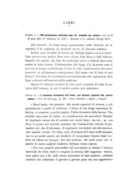 La pediatria periodico mensile indirizzato al progresso degli studi sulle malattie dei bambini