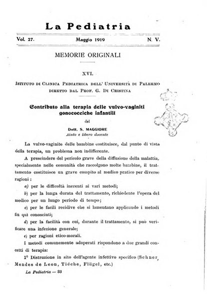 La pediatria periodico mensile indirizzato al progresso degli studi sulle malattie dei bambini