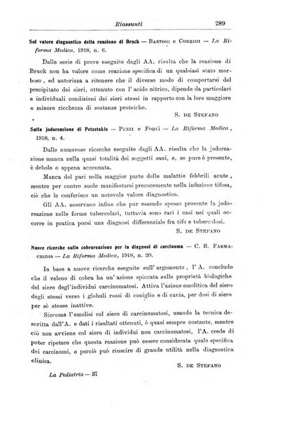 La pediatria periodico mensile indirizzato al progresso degli studi sulle malattie dei bambini