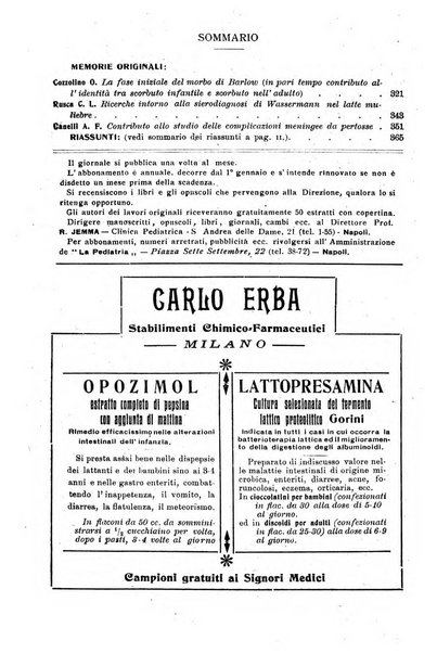 La pediatria periodico mensile indirizzato al progresso degli studi sulle malattie dei bambini