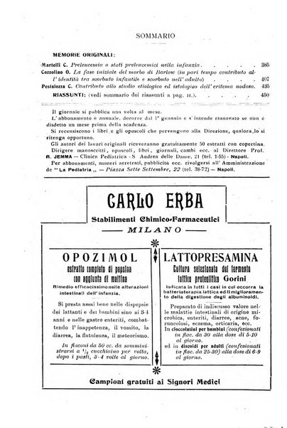 La pediatria periodico mensile indirizzato al progresso degli studi sulle malattie dei bambini