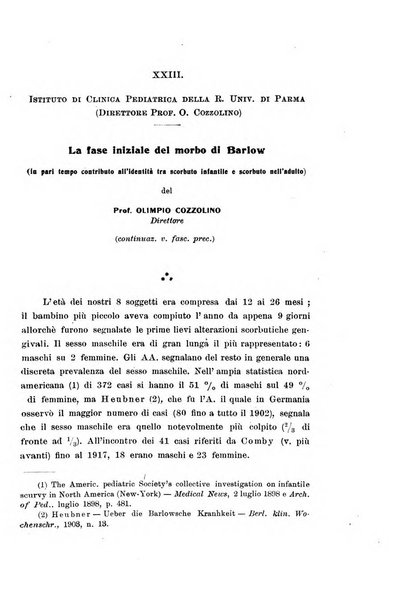 La pediatria periodico mensile indirizzato al progresso degli studi sulle malattie dei bambini